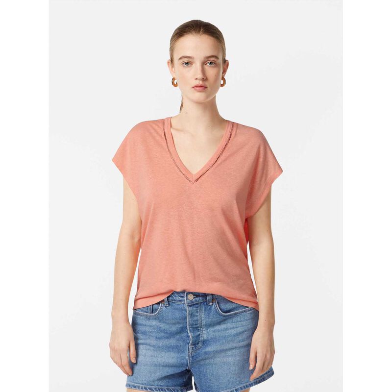 Scotch & Soda Cotton Linen V-Neck T-Shirt image number 1